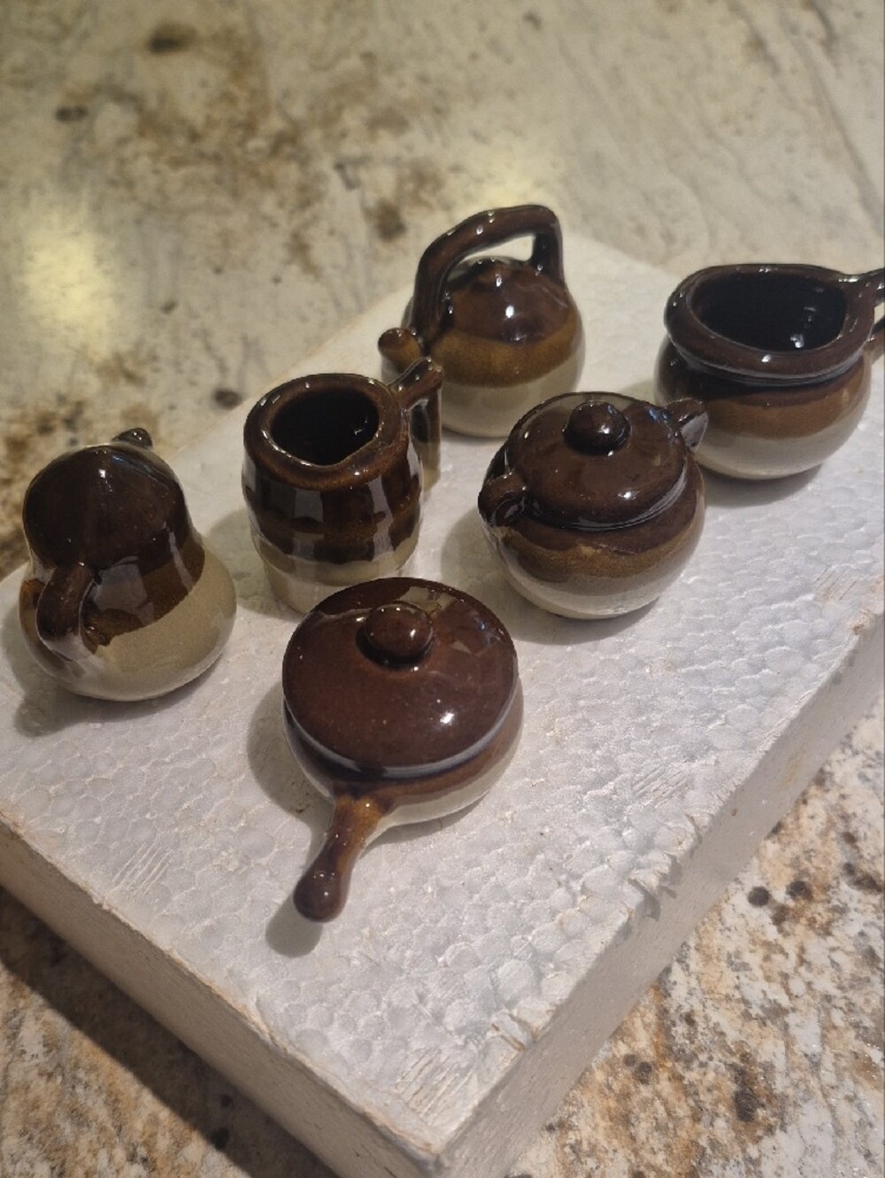 6-Pc Stoneware Mini Kitchen Set - Brown & Cream - Picture 4 of 8